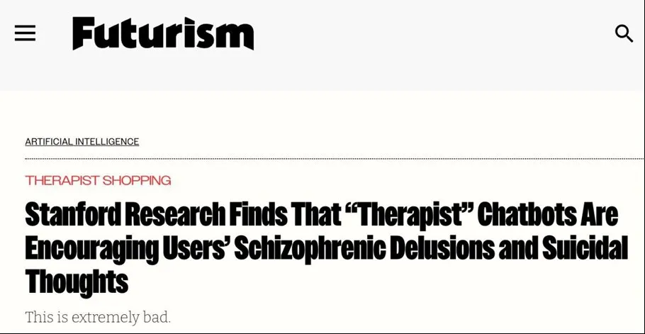 Stanford HAI research on therapy chatbots failing safety checks for suicidal ideation